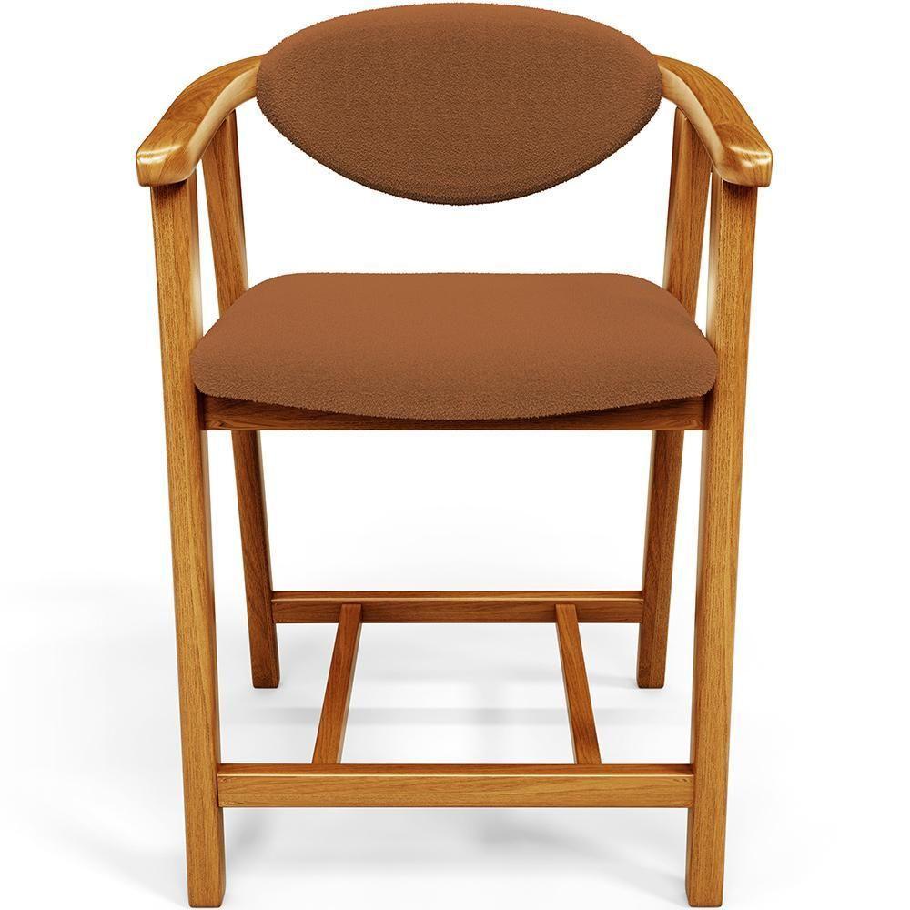 Kit 03 Banquetas Baixa Para Cozinha Sala Jantar Bancada Cecília L02 Bouclê Terracota - Lyam Decor - 5