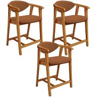 Kit 03 Banquetas Baixa Para Cozinha Sala Jantar Bancada Cecília L02 Bouclê Terracota - Lyam Decor - 1