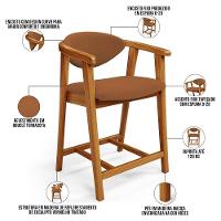 Kit 03 Banquetas Baixa Para Cozinha Sala Jantar Bancada Cecília L02 Bouclê Terracota - Lyam Decor - 7