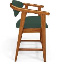 Kit 02 Banquetas Baixa Para Cozinha Sala Jantar Bancada Cecília L02 Suede Verde Musgo - Lyam Decor - 2