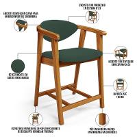 Kit 02 Banquetas Baixa Para Cozinha Sala Jantar Bancada Cecília L02 Suede Verde Musgo - Lyam Decor - 7