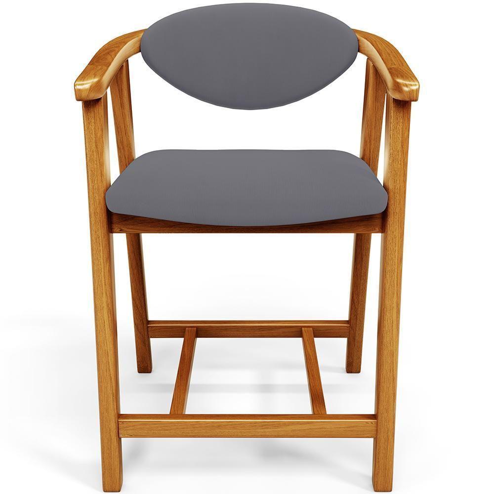 Kit 03 Banquetas Baixa Para Cozinha Sala Jantar Bancada Cecília L02 Suede Cinza - Lyam Decor - 5