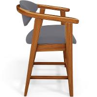 Kit 03 Banquetas Baixa Para Cozinha Sala Jantar Bancada Cecília L02 Suede Cinza - Lyam Decor - 2