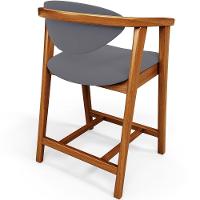 Kit 03 Banquetas Baixa Para Cozinha Sala Jantar Bancada Cecília L02 Suede Cinza - Lyam Decor