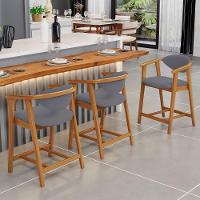 Kit 03 Banquetas Baixa Para Cozinha Sala Jantar Bancada Cecília L02 Suede Cinza - Lyam Decor - 6