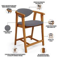 Kit 03 Banquetas Baixa Para Cozinha Sala Jantar Bancada Cecília L02 Suede Cinza - Lyam Decor - 7