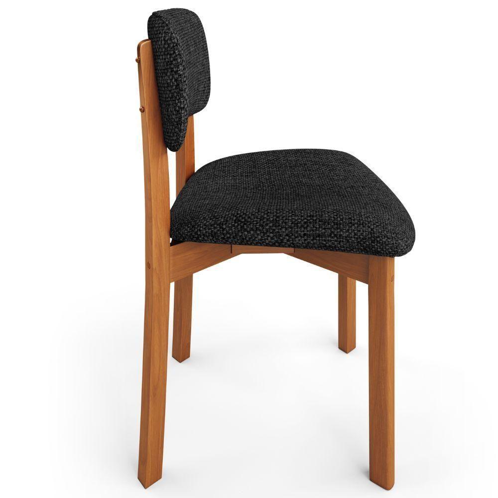 Kit 04 Cadeiras Para Sala De Jantar Cozinha Living Estofada Dara L02 Linho Chumbo - Lyam Decor - 2