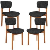 Kit 04 Cadeiras Para Sala De Jantar Cozinha Living Estofada Dara L02 Linho Chumbo - Lyam Decor - 1