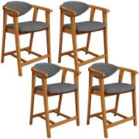 Kit 04 Banquetas Baixa Cozinha Sala De Jantar Bancada Cecília L02 Linho Cinza Escuro - Lyam Decor - 1