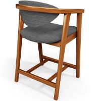 Kit 04 Banquetas Baixa Cozinha Sala De Jantar Bancada Cecília L02 Linho Cinza Escuro - Lyam Decor