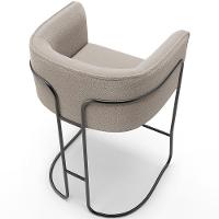 Kit 03 Banquetas Baixa Base De Aço Preto Betina D02 Bouclê Creme B-54 - Lyam Decor