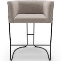 Kit 03 Banquetas Baixa Base De Aço Preto Betina D02 Bouclê Creme B-54 - Lyam Decor - 5