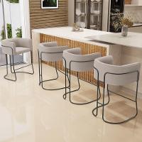 Kit 03 Banquetas Baixa Base De Aço Preto Betina D02 Bouclê Creme B-54 - Lyam Decor - 6