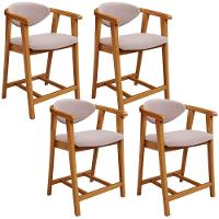 Kit 04 Banquetas Baixa Para Cozinha Sala Jantar Bancada Cecília L02 Bouclê Rosê - Lyam Decor - 1