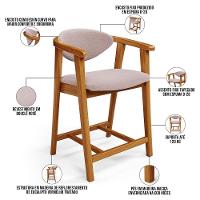 Kit 04 Banquetas Baixa Para Cozinha Sala Jantar Bancada Cecília L02 Bouclê Rosê - Lyam Decor - 5