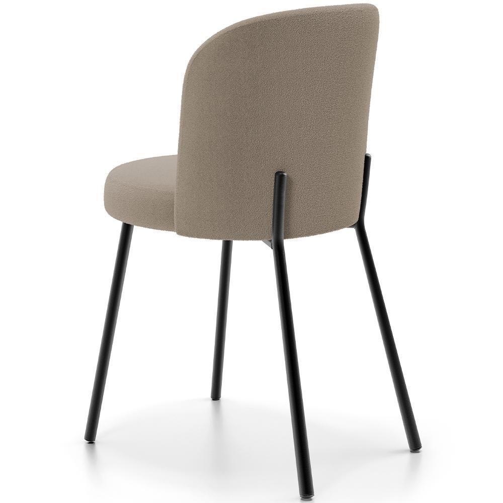 Cadeira Para Sala De Jantar Cozinha Estofada Gavi L02 Bouclê Bege - Lyam Decor - 4