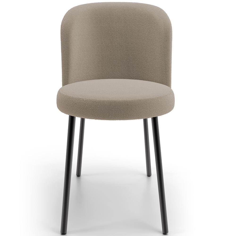 Cadeira Para Sala De Jantar Cozinha Estofada Gavi L02 Bouclê Bege - Lyam Decor - 5