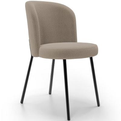 Cadeira Para Sala De Jantar Cozinha Estofada Gavi L02 Bouclê Bege - Lyam Decor