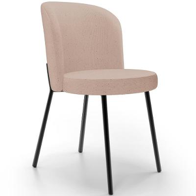 Cadeira para Sala de Jantar Gavi L02 em Aço com Assento em Linho Rosê