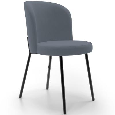 Cadeira Gavi L02 Estrutura em Aço com Assento em Suede Cinza para Sala de Jantar