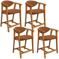 Kit 04 Banquetas Baixa Para Cozinha Sala Jantar Bancada Cecília L02 Bouclê Terracota - Lyam Decor - 1