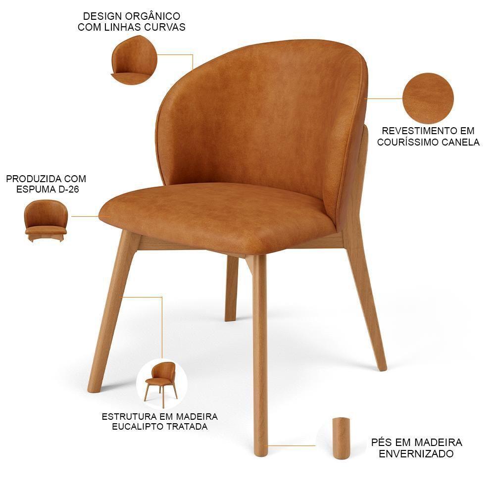 Kit 04 Cadeiras De Jantar E Estar Living Estofada Mia L02 Couríssimo Canela - Lyam Decor - 7