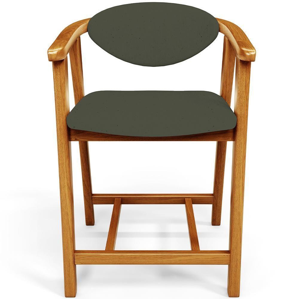 Kit 04 Banquetas Baixa Para Cozinha Sala Jantar Bancada Cecília L02 Linho Verde Musgo - Lyam Decor - 5