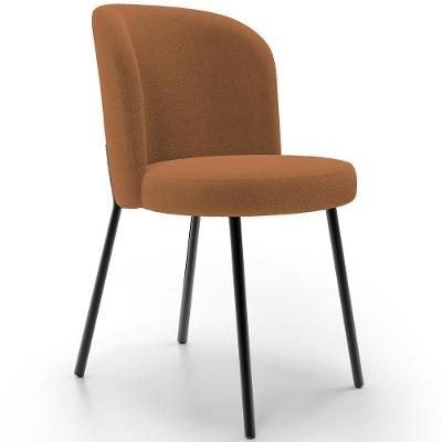Cadeira Gavi L02 em Aço com Assento em Bouclê Terracota para Sala de Jantar Ou Cozinha