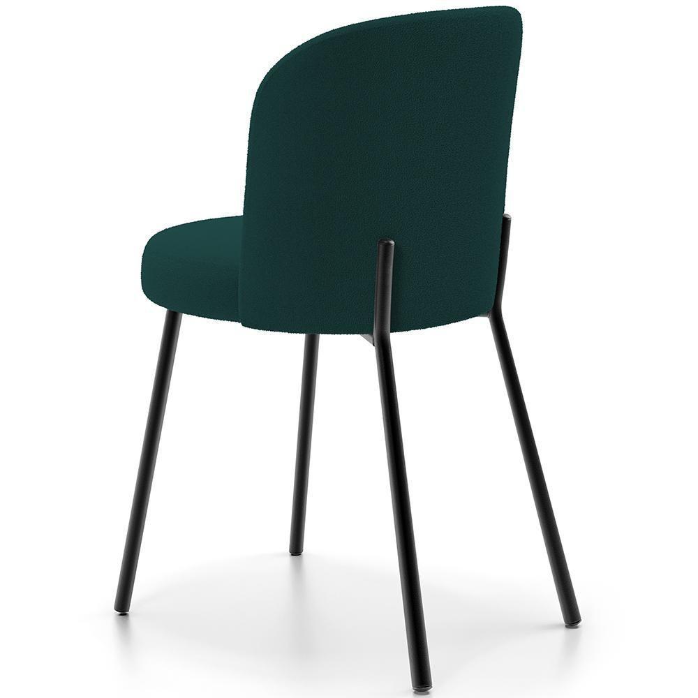 Kit 5 Cadeiras Sala De Jantar Estofada Gavi L02 Bouclê Verde - Lyam Decor - 4