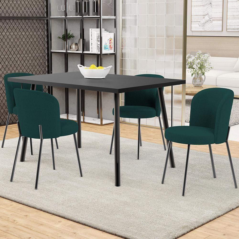 Kit 5 Cadeiras Sala De Jantar Estofada Gavi L02 Bouclê Verde - Lyam Decor - 6