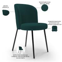 Kit 5 Cadeiras Sala De Jantar Estofada Gavi L02 Bouclê Verde - Lyam Decor - 7
