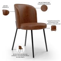 Kit 5 Cadeiras Sala De Jantar Estofada Gavi L02 Couríssimo Marrom - Lyam Decor - 7