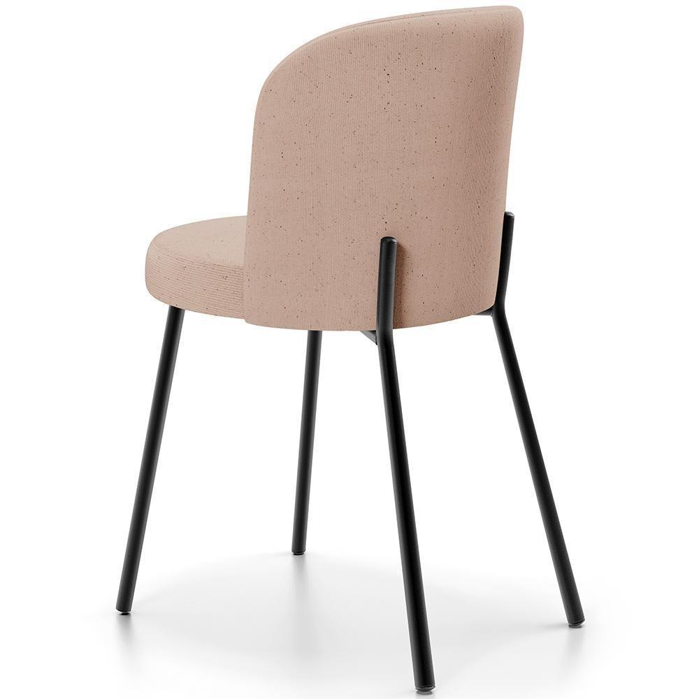 Kit 5 Cadeiras Sala De Jantar Estofada Gavi L02 Linho Rosê - Lyam Decor - 4