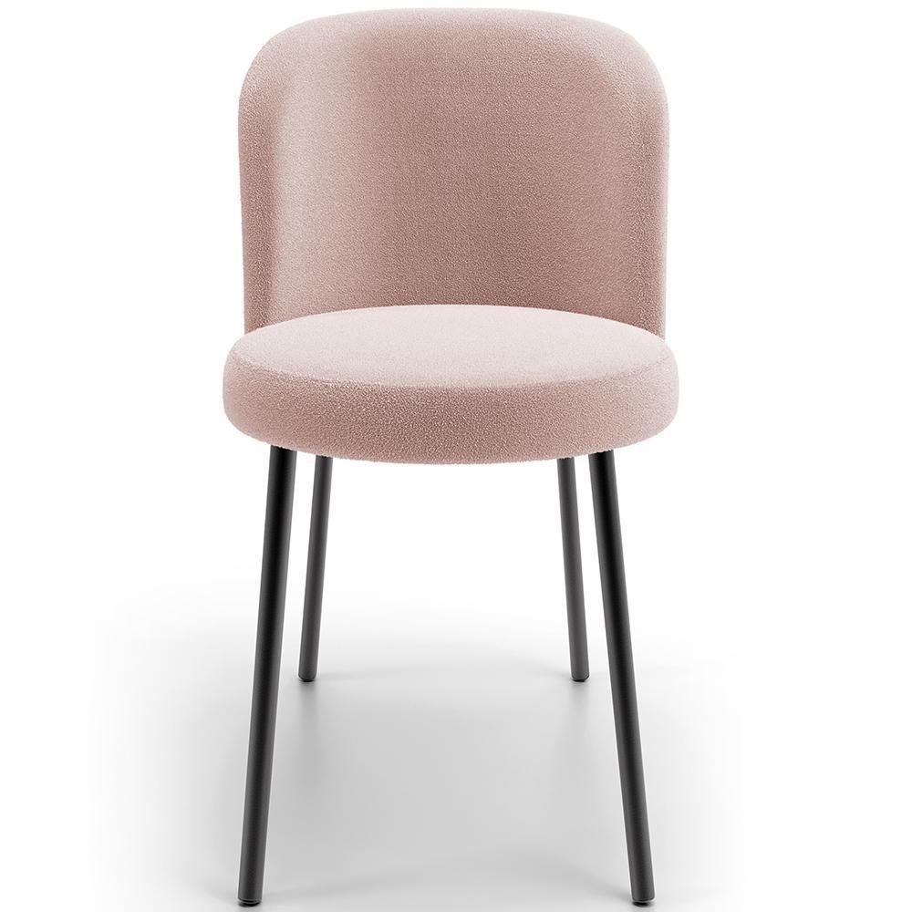Kit 5 Cadeiras Sala De Jantar Estofada Gavi L02 Bouclê Rosê - Lyam Decor - 5