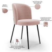 Kit 5 Cadeiras Sala De Jantar Estofada Gavi L02 Bouclê Rosê - Lyam Decor - 7