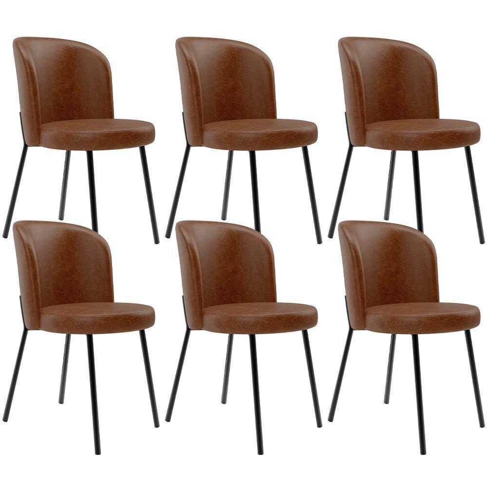 Kit 6 Cadeiras Sala De Jantar Estofada Gavi L02 Couríssimo Marrom - Lyam Decor - 1