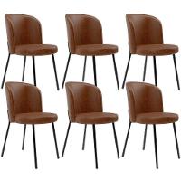 Kit 6 Cadeiras Sala De Jantar Estofada Gavi L02 Couríssimo Marrom - Lyam Decor - 1