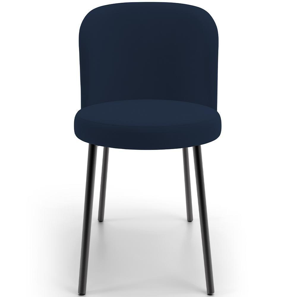 Kit 5 Cadeiras Sala De Jantar Estofada Gavi L02 Suede Azul Marinho - Lyam Decor - 5