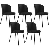 Kit 5 Cadeiras Sala De Jantar Estofada Gavi L02 Couríssimo Preto - Lyam Decor - 1