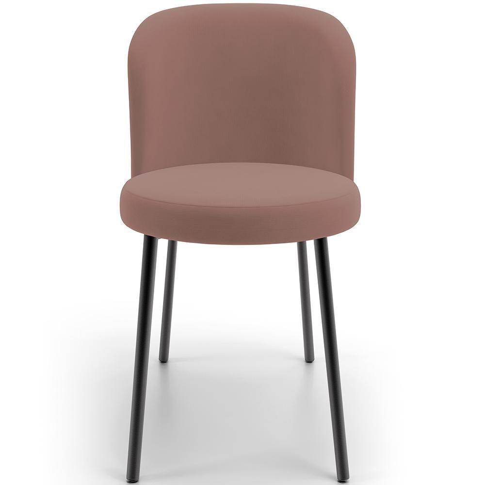 Kit 5 Cadeiras Sala De Jantar Estofada Gavi L02 Suede Rosê - Lyam Decor - 5