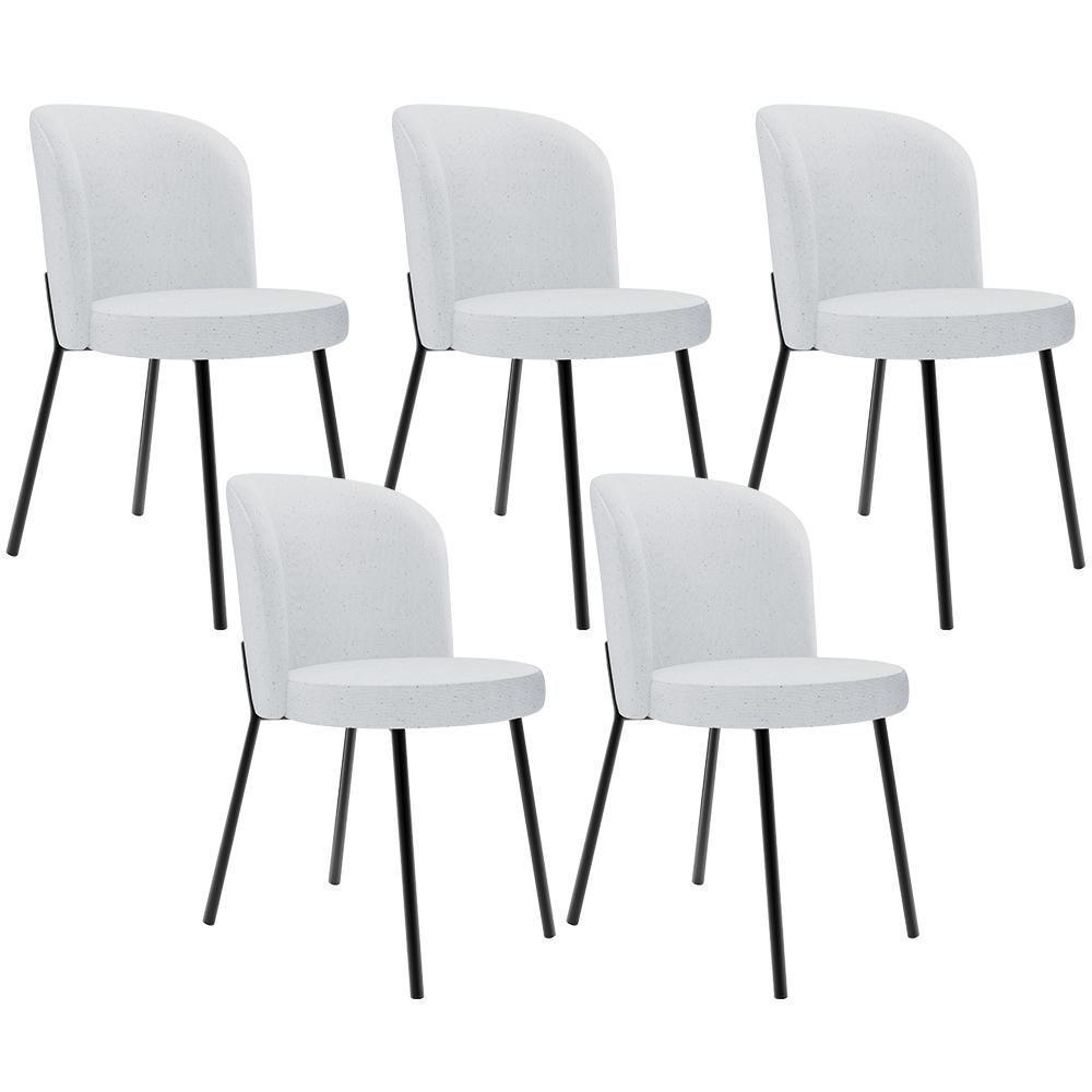 Kit 5 Cadeiras Sala De Jantar Estofada Gavi L02 Linho Cinza - Lyam Decor - 1