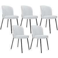 Kit 5 Cadeiras Sala De Jantar Estofada Gavi L02 Linho Cinza - Lyam Decor - 1