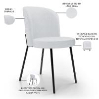 Kit 5 Cadeiras Sala De Jantar Estofada Gavi L02 Linho Cinza - Lyam Decor - 7