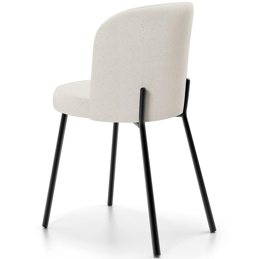 Kit 5 Cadeiras Sala De Jantar Estofada Gavi L02 Linho Bege - Lyam Decor - 4