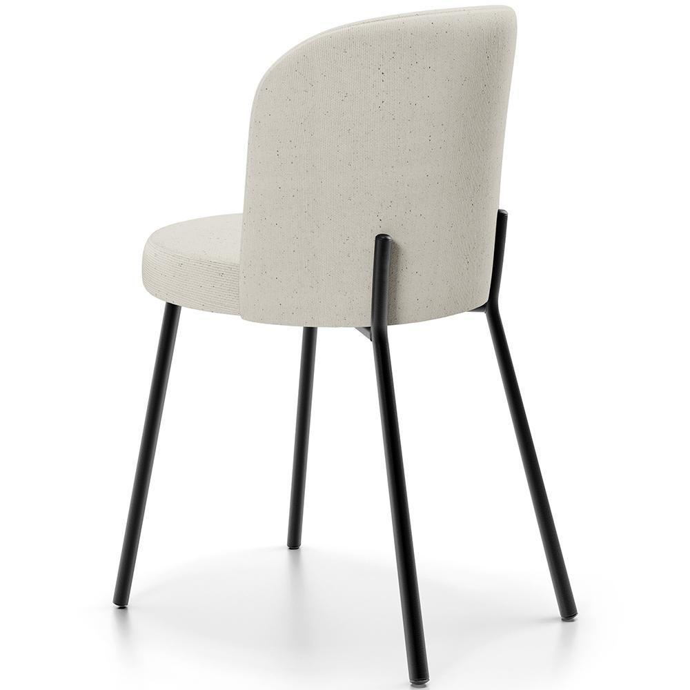 Kit 5 Cadeiras Sala De Jantar Estofada Gavi L02 Linho Champagne - Lyam Decor - 4