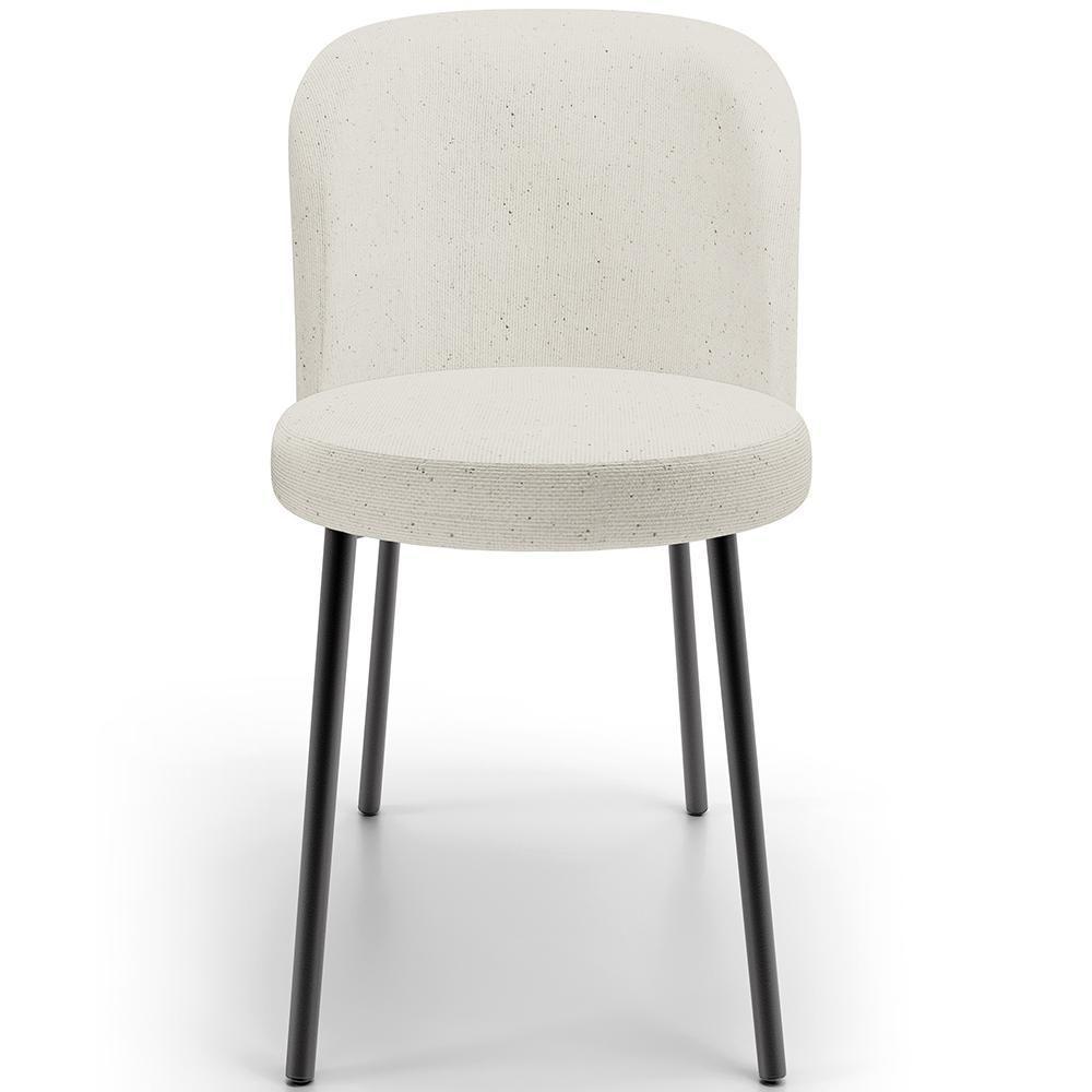 Kit 5 Cadeiras Sala De Jantar Estofada Gavi L02 Linho Champagne - Lyam Decor - 5