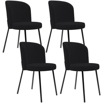 Kit 4 Cadeiras Sala De Jantar Estofada Gavi L02 Suede Preto - Lyam Decor