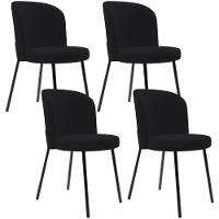 Kit 4 Cadeiras Sala De Jantar Estofada Gavi L02 Suede Preto - Lyam Decor - 1