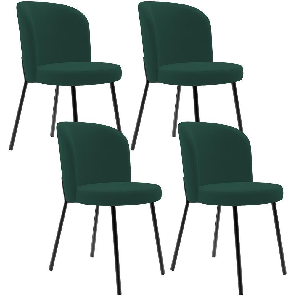 Kit 4 Cadeiras Sala De Jantar Estofada Gavi L02 Suede Verde Musgo - Lyam Decor - 1