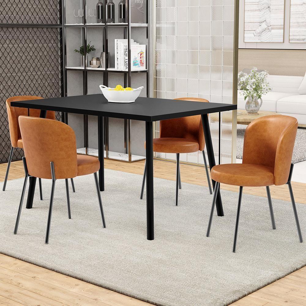 Kit 4 Cadeiras Sala De Jantar Estofada Gavi L02 Tecido Couríssimo Canela - Lyam Decor - 6